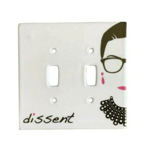 Judge Ruth Bader Ginsburg RBG Dissent Double Switch Plate Porcelain Black White - Picture 1 of 1