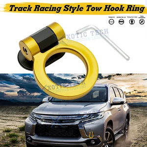Gold Track Racing Style Adjustable Tow Hook Ring For All Cars Front Rear Bumper - Picture 1 of 9