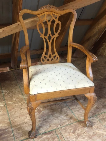 VINTAGE Chippendale Style Claw Foot Upholstered Chair Cover