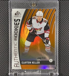 Clayton Keller 2017-18 SP Game Used Hockey Authentic Rookies Orange /116 RC #100