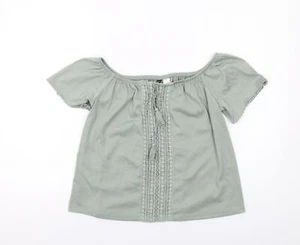 H&M Womens Green Polyester Blend Blouse Size M - Crochet Detail - Picture 1 of 10