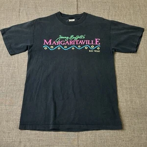 Vintage 90s Jimmy Buffet Margaritaville Shirt Black Neon Medium Key West Music - Picture 1 of 5