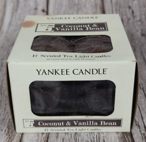 Yankee Candle 12 Scented Tea Light Candles Coconut & Vinilla Bean New Open Box - Picture 1 of 5