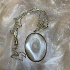 VINTAGE Victorian 1928 Signed Clear CELLULOID CAMEO PENDANT NECKLACE. See Pic.