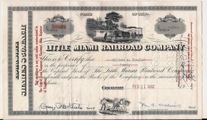 Stock certificate Little Miami Railroad Comp., 1962. State of Ohio - Picture 1 of 2