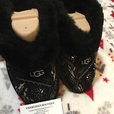 UGG COQUETTE GOLD BURST BLACK SUEDE SLIPPERS SIZE US 9New In Box