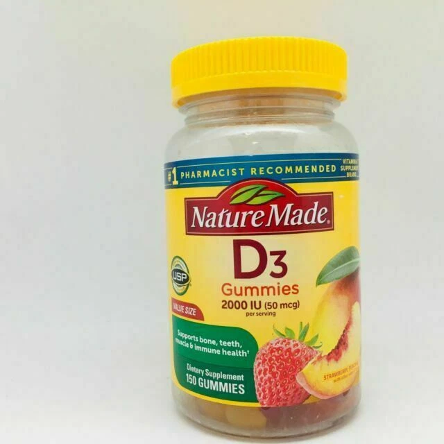 Nature Made Vitamin D3 2000IU Adult Immune Supplement - 150 Gummies, Strawberry/Peach/Mango