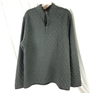 NWOT Chaps Mens XL Gray Quilted 1/4 Snap Long Sleeve Mock Neck Sweatshirt - Picture 1 of 8