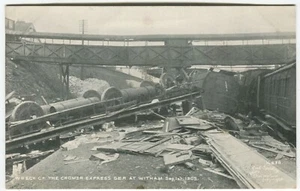 WRECK OF THE CROMER EXPRESS GER AT WITHAM 1905 - Essex Railway Postcard - Picture 1 of 2