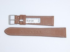 FLUCO Genuine Vintage Leather Watch Band Strap 19 mm Brown Cognac Montana-Ziege
