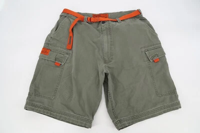 Bermuda cargo masculina vintage Aberberbie & Fitch cinza GG bolsos com cinto T-2083 - Imagem 1 de 4