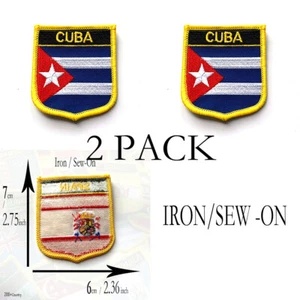 x2 PARCHES DE BANDERA CUBA HIERRO EN PAÍS BORDADO BANDERA MUNDIAL - Imagen 1 de 2