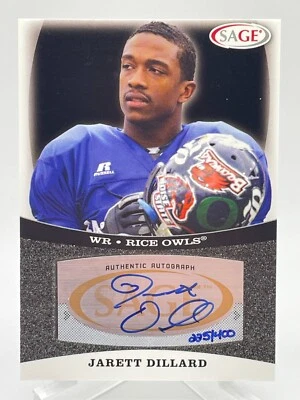 Jarett Dillard 2009 SAGE #A14 Autograph /400 Auto RC - Image 1 of 2