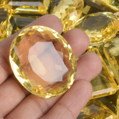 AAA 350ct/5 Pcs Large Light Yellow Citrine Oval Cut Loose Gemstone Wholesale Lot - Image 1 of 3