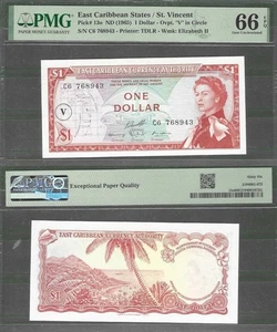 East Caribbean Startes P-13o 1 Dollar ND (1965) PMG 66 - Bild 1 von 4