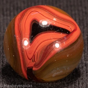 JABO CARAMEL OXBLOOD Swirl Marble 5/8" Mint Hawkeyespicks - Picture 1 of 6