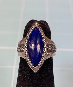 Anillo de lapislázuli azul estilo nativo de plata de ley 925 talla 5 - Imagen 1 de 8