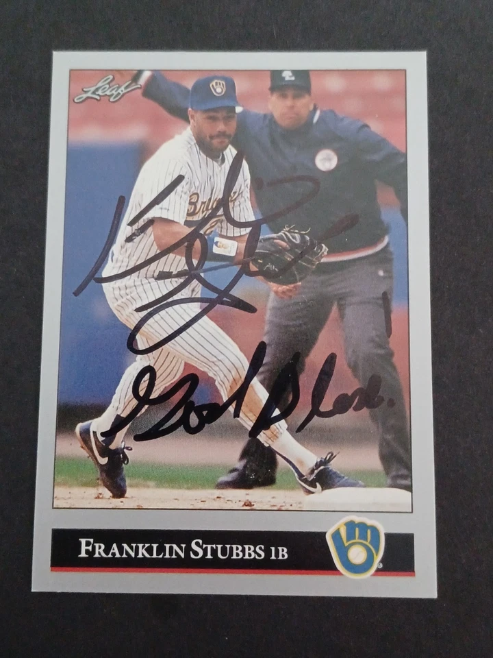 Franklin Stubbs Signed 1992 Leaf - Brewers - Autographed - Image 1 of 1