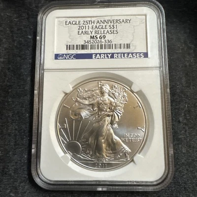 2011 25th ANNIVERSARY SILVER EAGLE NGC MS69 EARLY RELEASES - Image 1 of 4