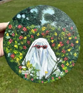 Original Kunst Blumen Geist Leinwand Acryl Gemälde Größe 8”x8” Kunstwerk Wanddeko - Bild 1 von 3