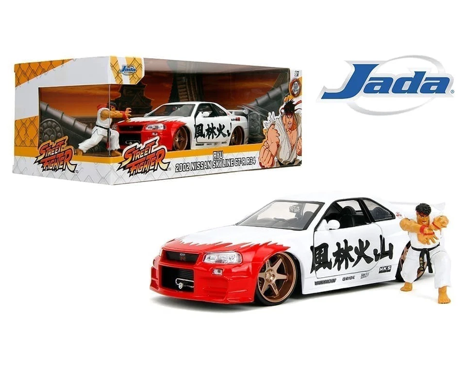 Figura Street Fighter 35114 Nissan Skyline GT-R R34 y Ryu 2002 1/24 Jada Foto 1 de 1