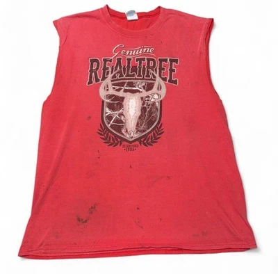 Genuine Vintage Y2K Realtree Red Deer Skull Graphic Cutoff Tank Top Size XL - Image 1 of 4