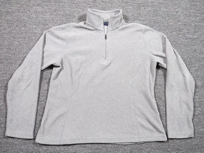 Pullover Lands' End para mujer pequeño gris cuello térmico polar cuarto cremallera cuello falso Foto 1 de 4