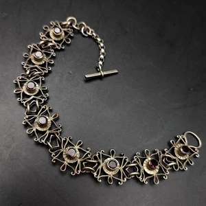 Bracciale Biedermeier del 1800 argento granato georgiano granato bracelet 19,3 cm  - Foto 1 di 9