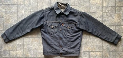 Chaqueta de Camionero Levi’s Denim Vintage Talla 20 Naranja Pestaña Manta Forrada Dañada Foto 1 de 4