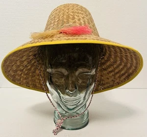 Sombrero de jardín de playa de verano temático de molinillos de paja vintage de los años 50 - talla 6 3/4 - Imagen 1 de 5
