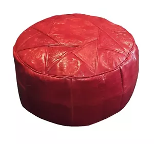 Estilo Marroquí Cuero Genuino Reposapiés/Bolsas Incluye Relleno - Imagen 1 de 6