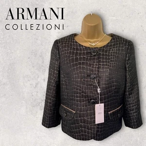 Chaqueta Jacquard Armani Collezioni Mujer Negro Hilo Dorado IT 44 US 8 UK 12 - Imagen 1 de 4