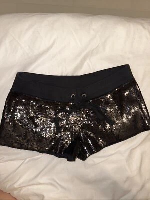 VICTORIAS SECRET PINK SEQUIN SHORTS FESTIVAL BLACK EXTRA SMALL NWT - Image 1 of 3