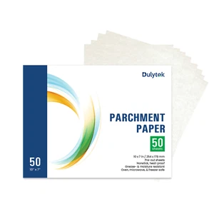 Dulytek 50-Sheet Pre-Cut Parchment Paper, 10"x7", Heat Press, Dual Sides Coated - Picture 1 of 3