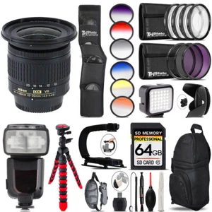 Nikon AF-P DX 10-20mm VR Lens + Pro Flash + LED Light -64GB Accessory Bundle - Picture 1 of 9
