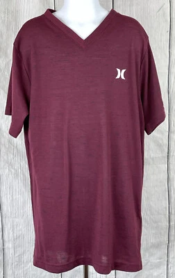 Camisa grande de manga corta con cuello en V granate Hurley para niños Foto 1 de 4