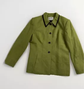 Vintage Kasper for ASL Wool Blend Blazer Green Size 8 Petite - Picture 1 of 3