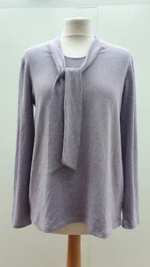 Kim & Co Langarm weicher Pullover mit Bindekragen Oberteil neu Gr. Large flieder KMBX1 - Bild 1 von 2