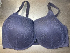 Marks & Spencer 36DD Boost Padded LACE GRAY Plunge Bra PRE OWNED GREAT CONDITIO - Picture 1 of 3