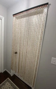Vintage Beaded Door Curtain Entry Bamboo Wood Hanging Hippie Boho Rustic Groovy - Picture 1 of 7