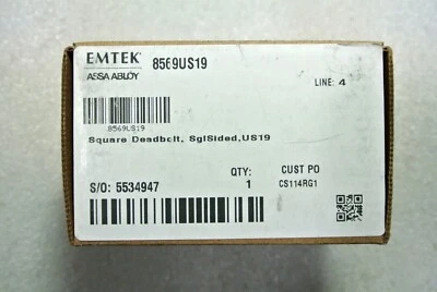 EMTEK ASSA ABLOY 8569US19 SQUARE SINGLE SIDED DEADBOLT 2 3/8" BLACK NEW - Image 1 of 4