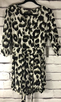 Nuevo con etiquetas Charlie Jade Mujer Talla XS Verde/Blanco/Negro Cuello en V Media Manga Mameluco Seda Foto 1 de 4