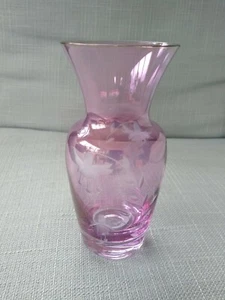 Handcut Slovakian Glass Vase Flower Design - Picture 1 of 5