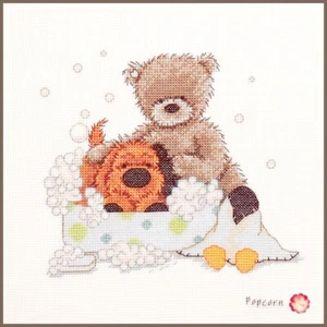 Vervaco Counted Cross Stitch Kit Popcorn Bubble Bath Time 5.8" x 6" - Picture 1 of 2