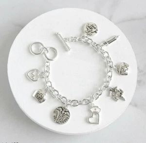 Nurse RN Charm Bracelet #1 appreciation graduation Syringe Heart Registered - Picture 1 of 2