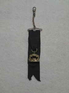 Victorian/ Antique Watch Fob, Black Ribbon Gold Tone - Picture 1 of 5
