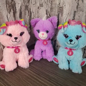 Mattel Barbie Loves Pets Dog Unicat Plush Pink Purple Blue Stuffed Lot Of 3 - Picture 1 of 7