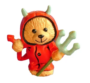 ENESCO Halloween Vintage MINIATURE Figurine BEAR DEVIL w Blue PITCH FORK 1980s - Picture 1 of 2