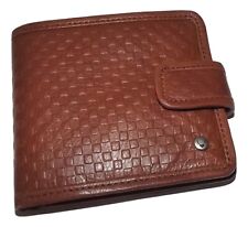 SCULLY HIDESIGN MEN'S LEATHER CHECK EMBOSSED BIFOLD CENTER-FLIP ID WALLET BROWN