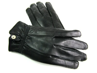 Mujer Nuevo Súper Suave Genuino Cuero Negro Forrado Guantes Invierno - Imagen 1 de 4